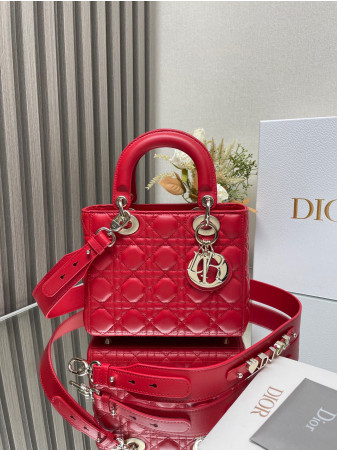 small lady D*or my abcD*or bag red 8 x 6.5 x 3 inches