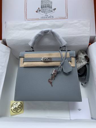 H**mes Kelly Silver-tone Hardware 25 28