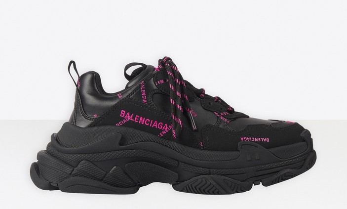 Balenciga Triple S Allover Logo Black Purple