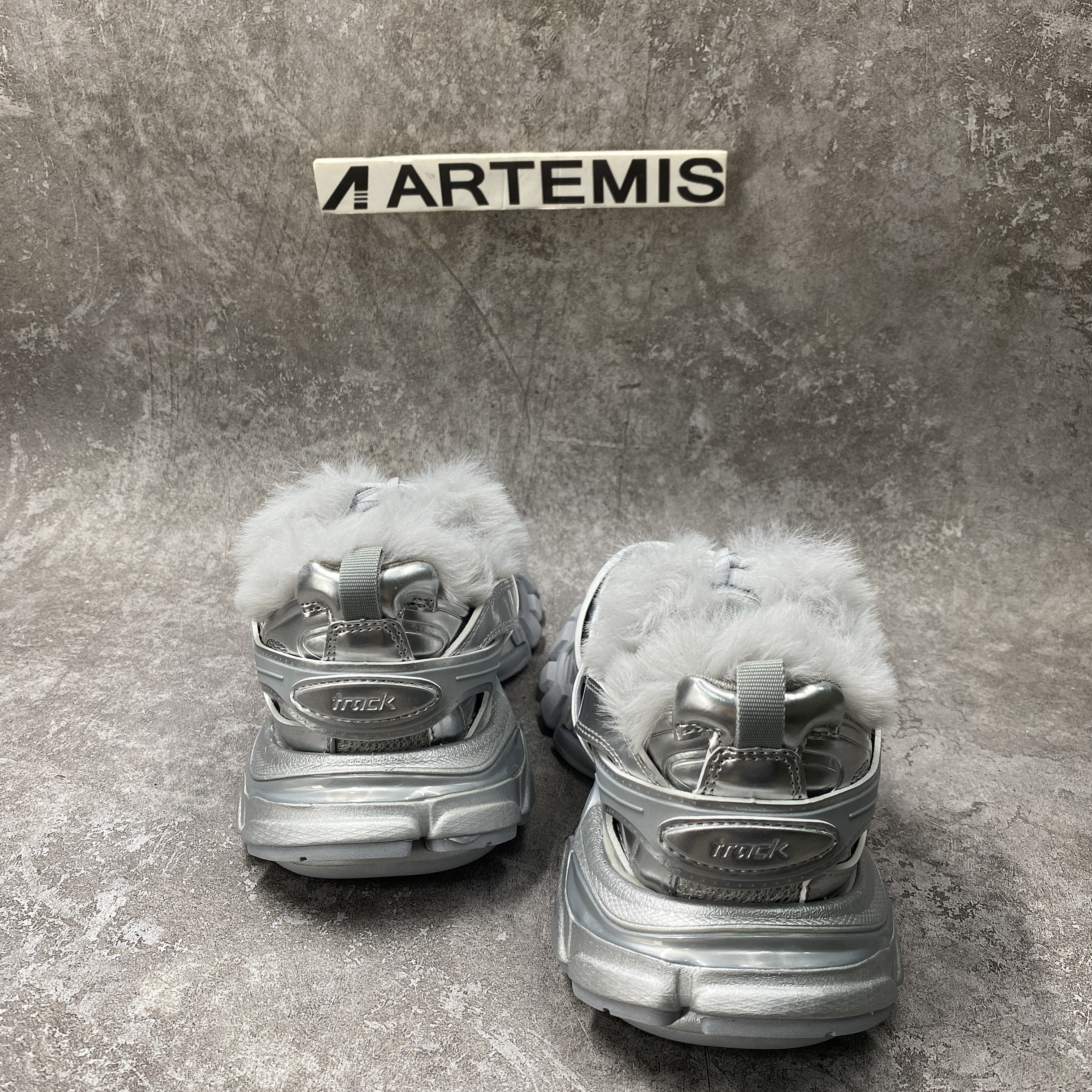 Balenciga Track Sneaker Silver Fur
