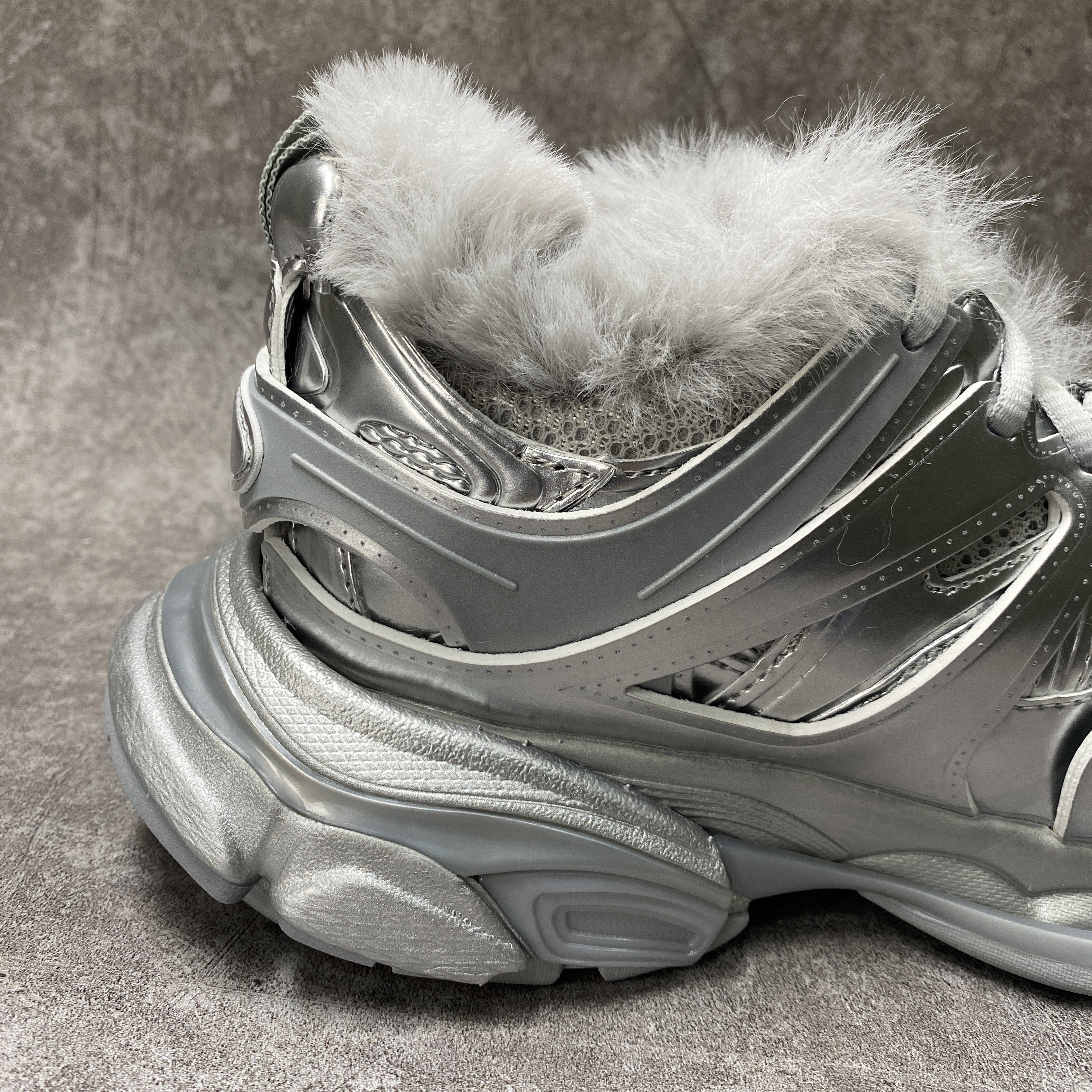 Balenciga Track Sneaker Silver Fur