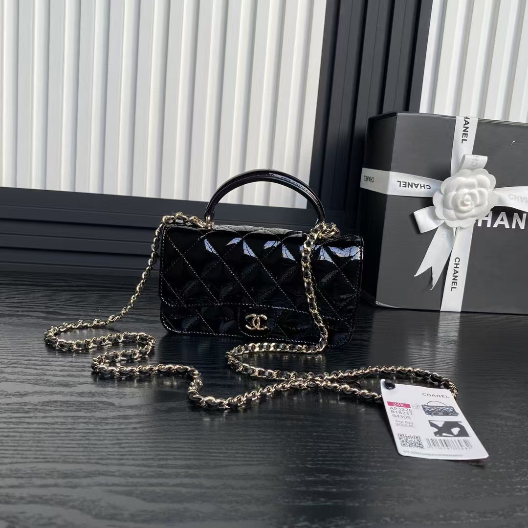 Ch*el mini classic handbag with top handle 20x12x6cm