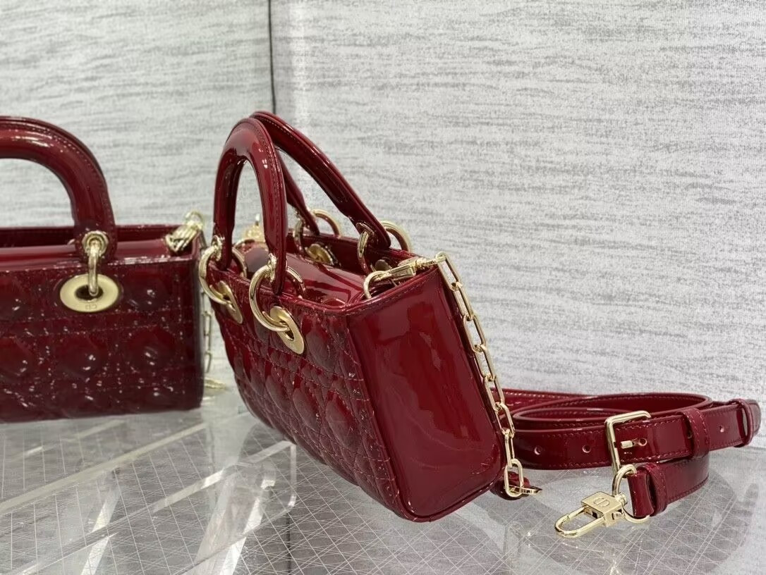 D*or small lady d-joy bag red 22x6x12cm