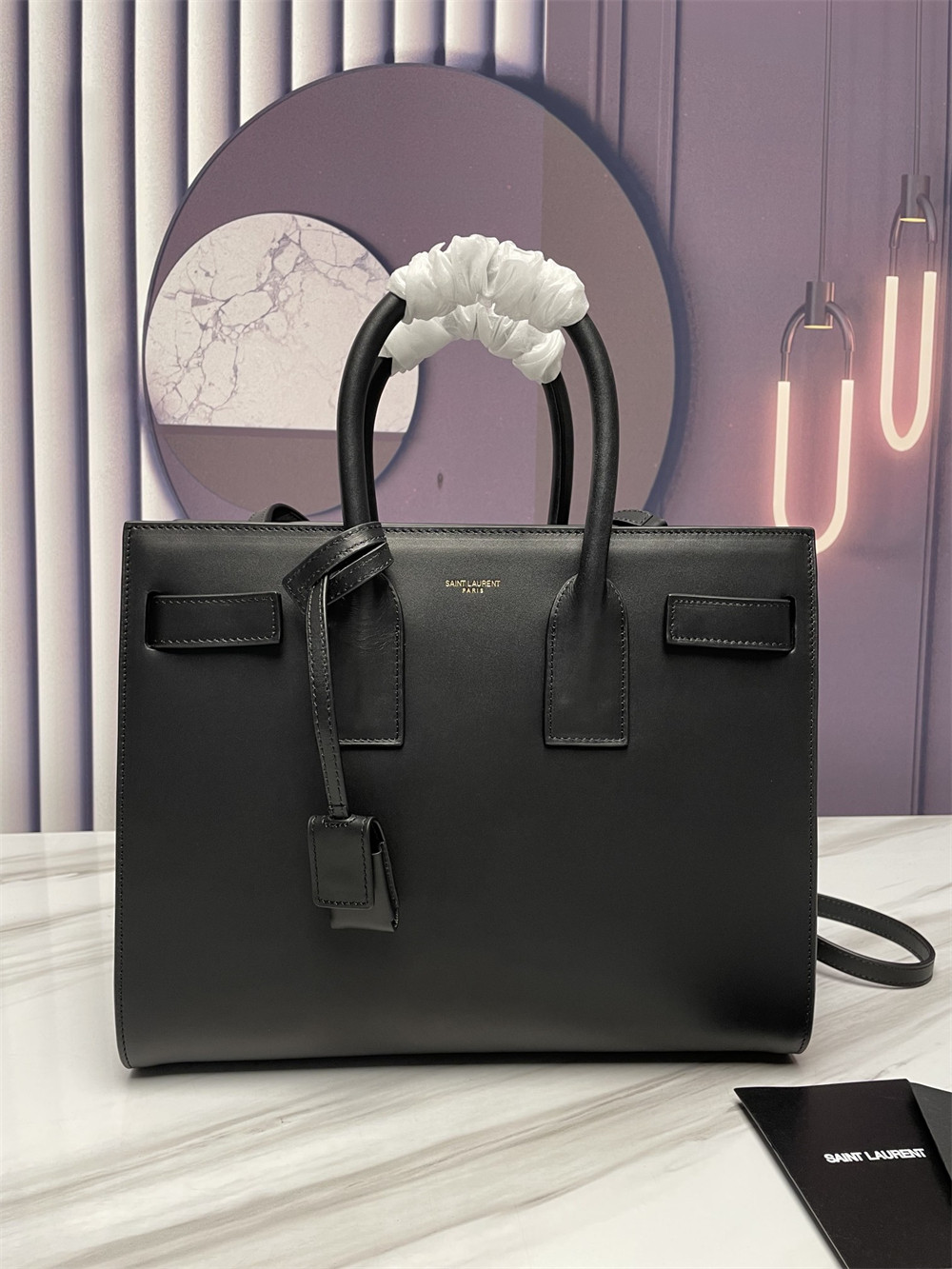 Y*L sac de jour small in shiny leather black