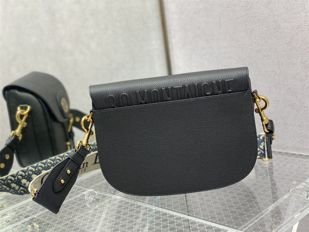 large D*or bobby bag black grained calfskin