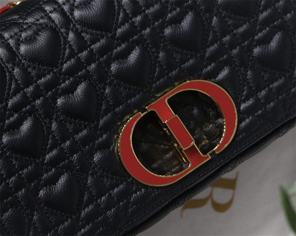 medium D*or caro bag amour black 25.5 x 15.5 x 8 cm
