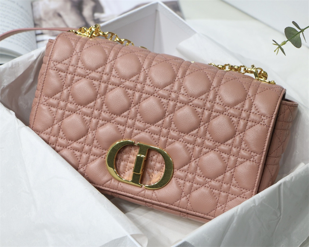 large d*or caro bag pink S*pple cannage calfskin 29 x 18 x 10 cm