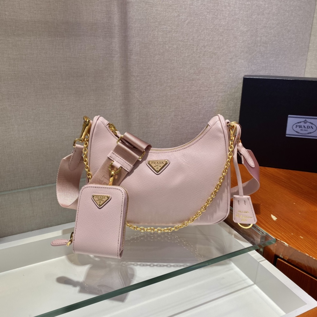 Pra*a re-edition 2005 saffiano leather bag pink