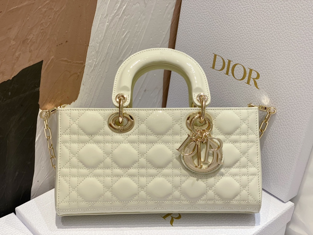 D*or small lady d-joy bag white patent