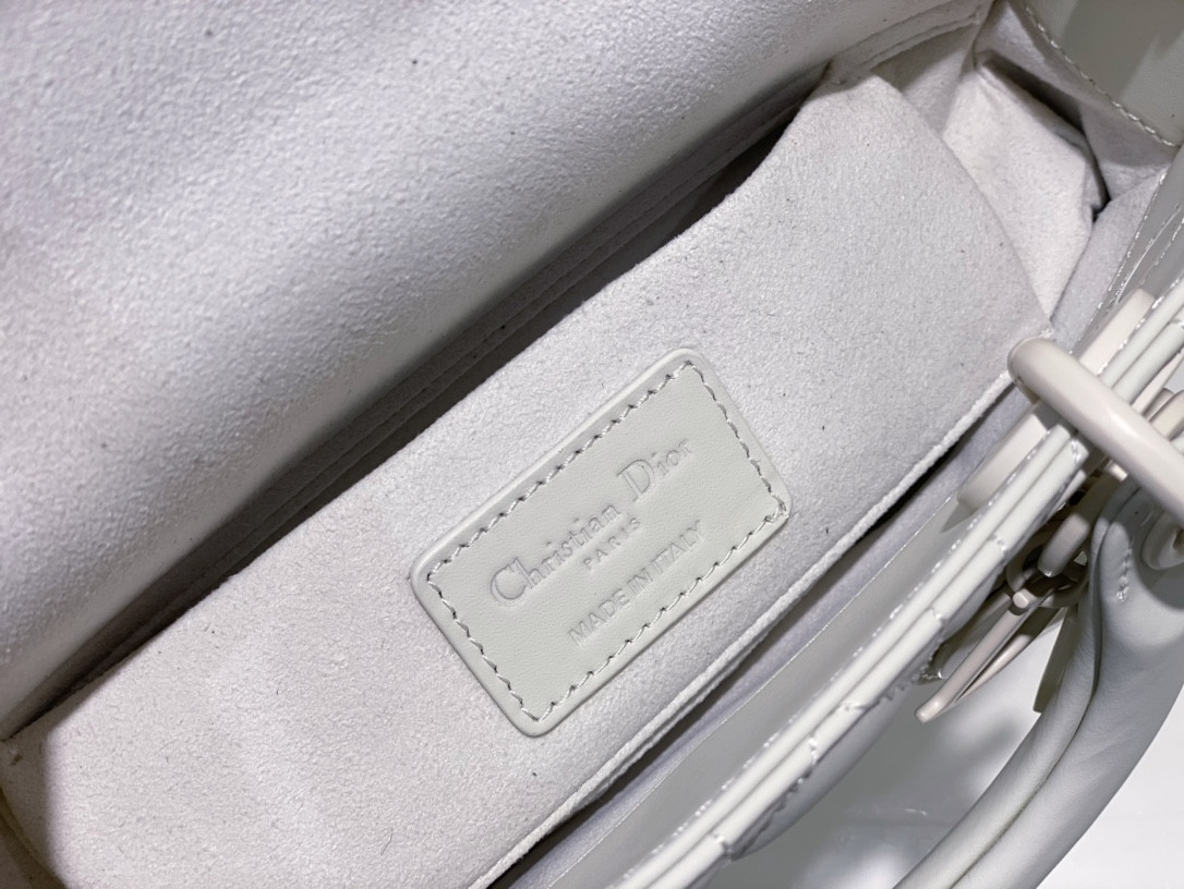 D*or small lady d-joy bag ultramatte white cannage calfskin