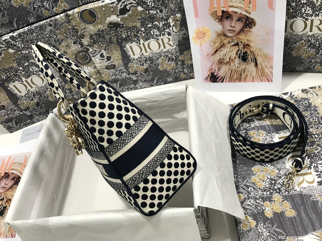 medium D*or lady d-lite bag polka dots  24 x 20 x 11 cm