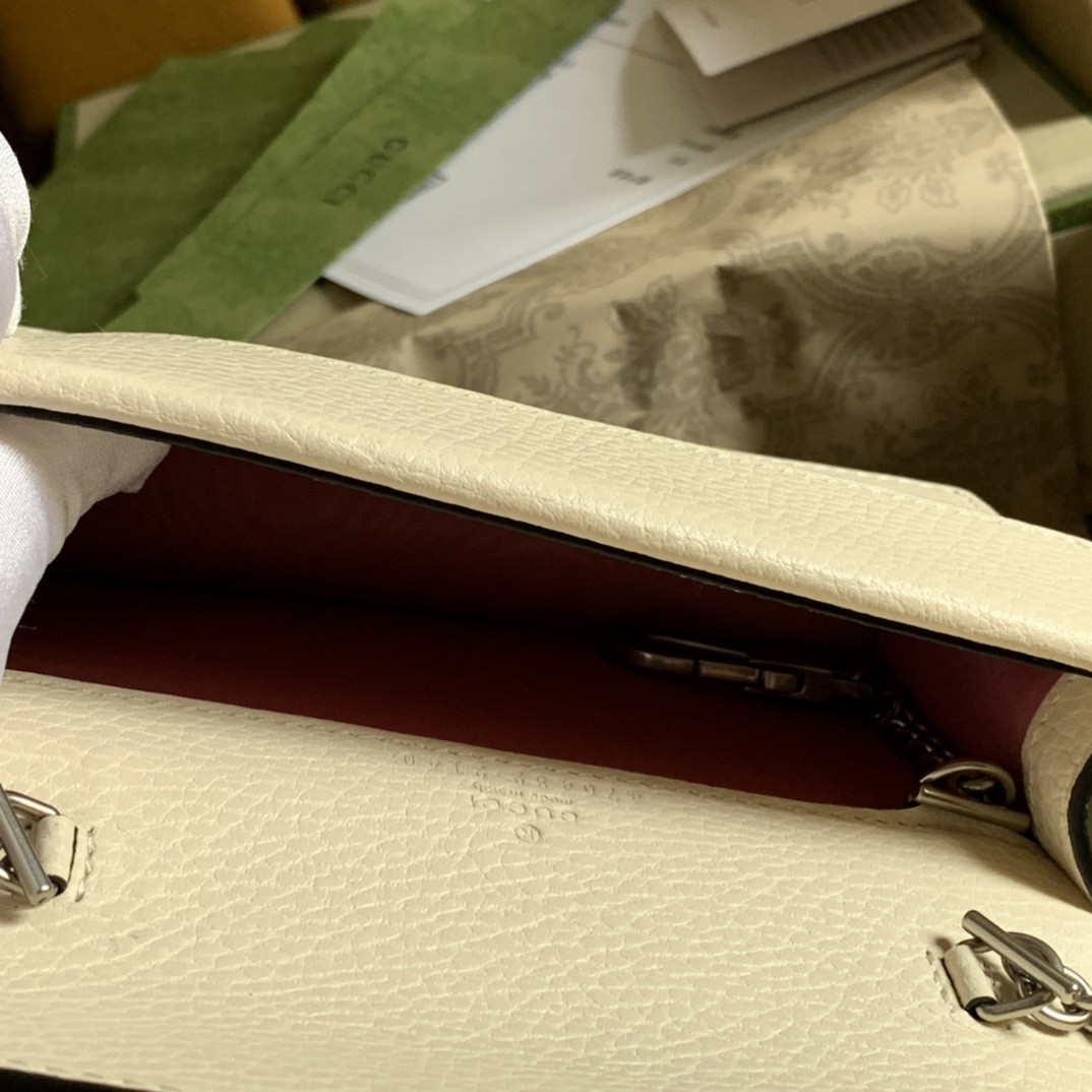 g*u*i dionysus leather S*per mini bag white 6.5"wx3.9"hx1.6"d