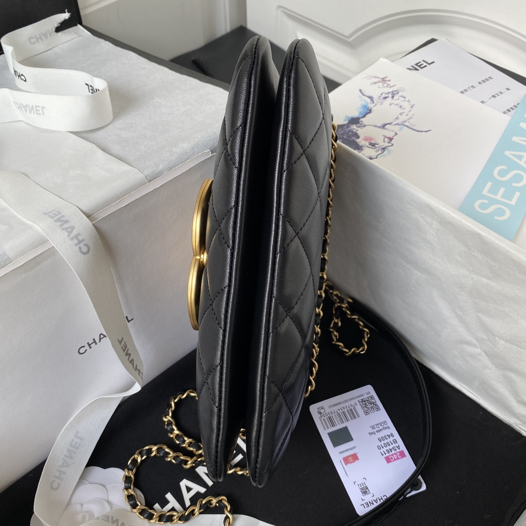 Ch*el baguette bag black 4.5 × 9.4 × 1.8 in