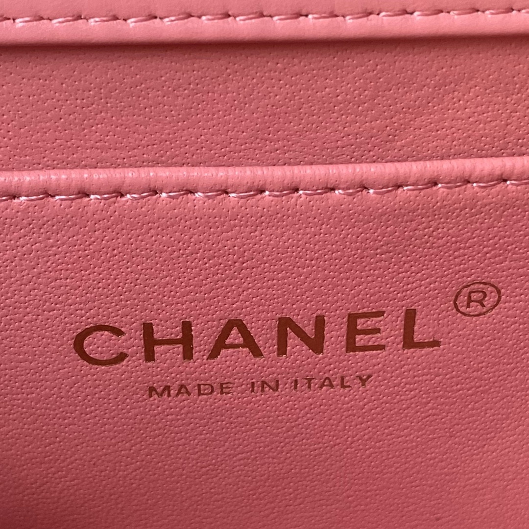 Ch*el mini flap bag pink 12×19×8cm