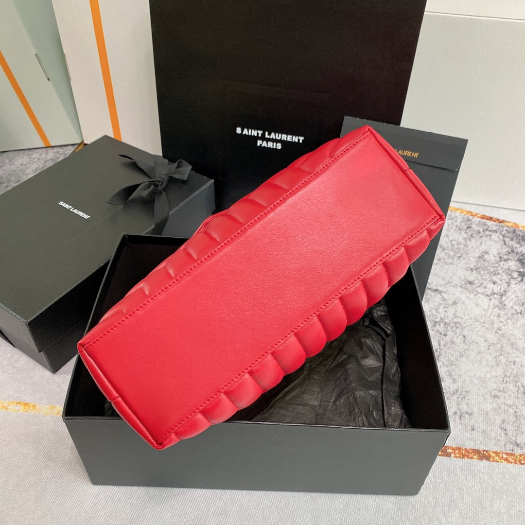 Y*L loulou medium in quilted leather red 12.5 x 8.6 x 3.5 inches