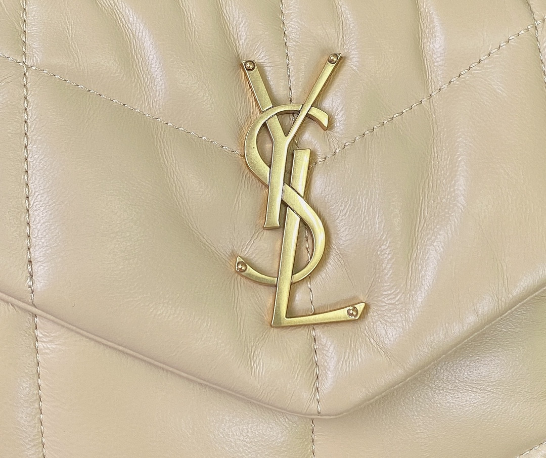 Y*L puffer small in nappa leather beige 11.4 x 6.6 x 4.3 inches