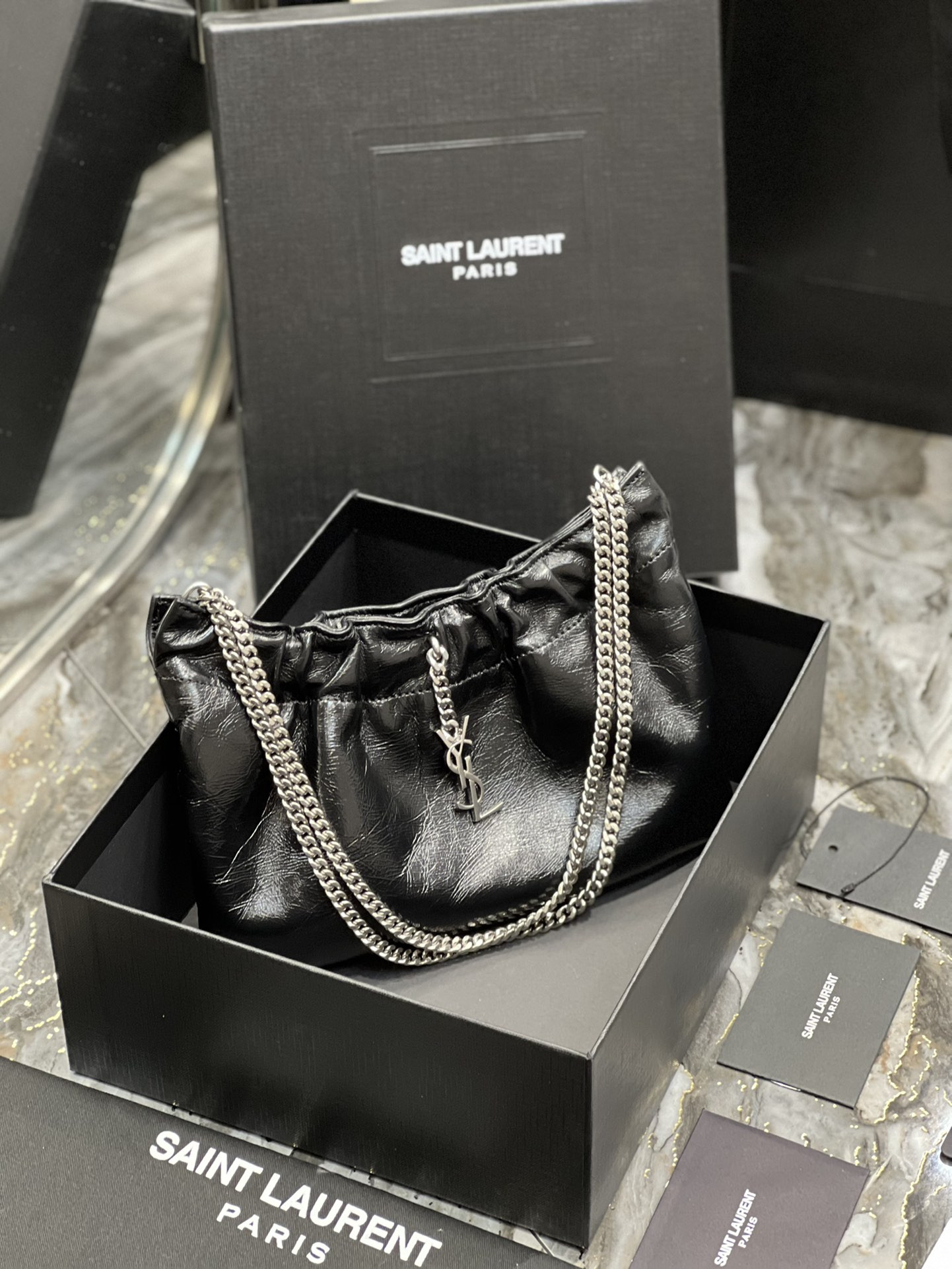 Y*L mini leather shoulder bag black 24x14x4 cm