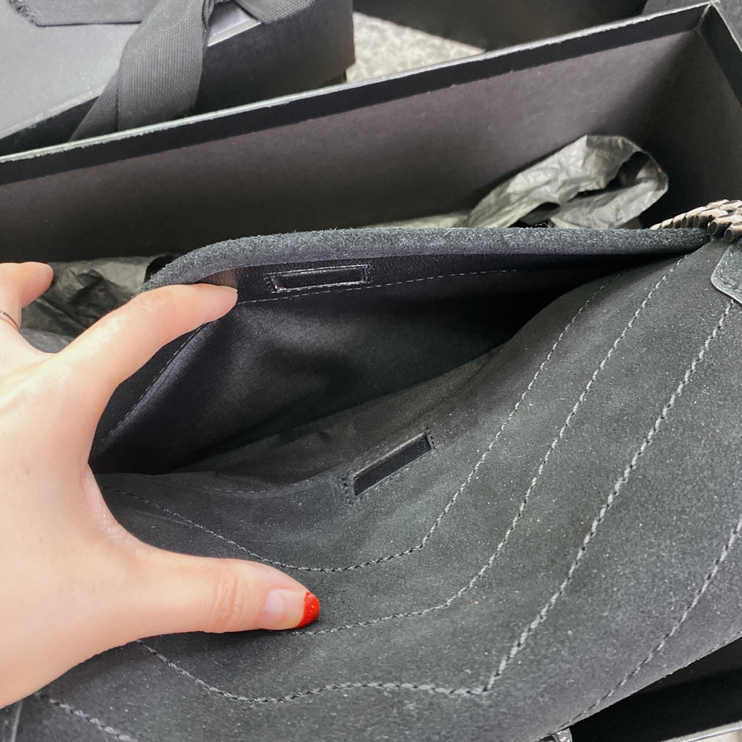 Y*L niki medium in suede black 11 x 7.8 x 3.3 inches