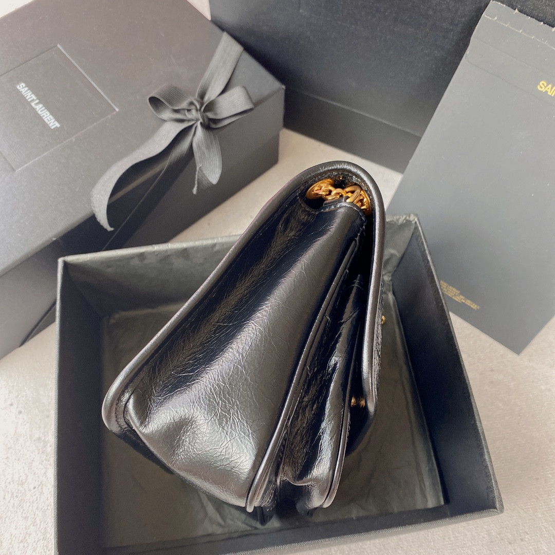 Y*L niki baby in vintage leather noir 8.2 x 6 x 2.9 inches