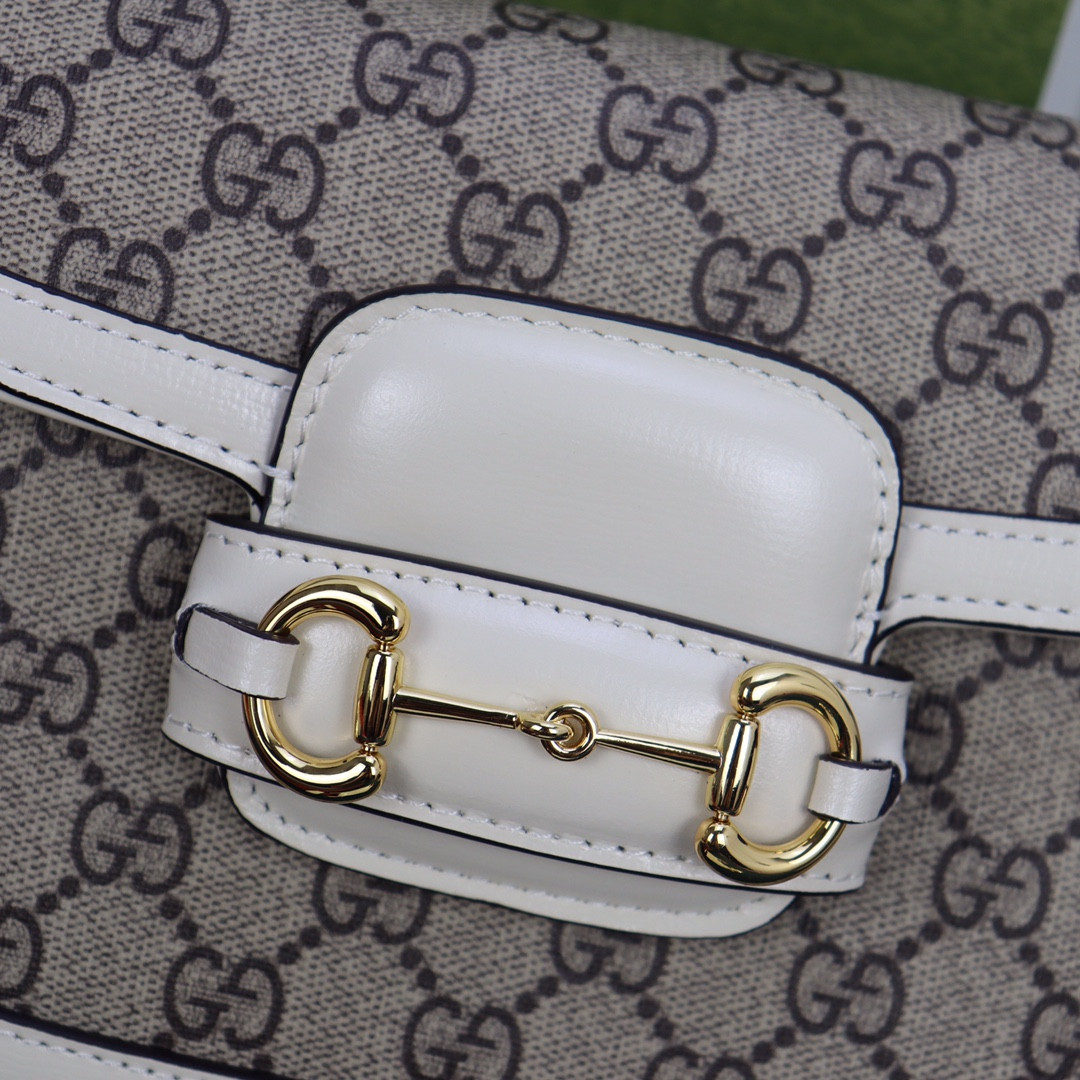 G*u*i horsebit 1955 mini bag gray white 8.1"w x 5.7"h x 2"d
