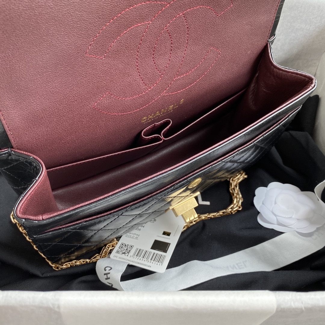 Ch*el 2.55 handbag black 6.2 × 9.4 × 2.9 in