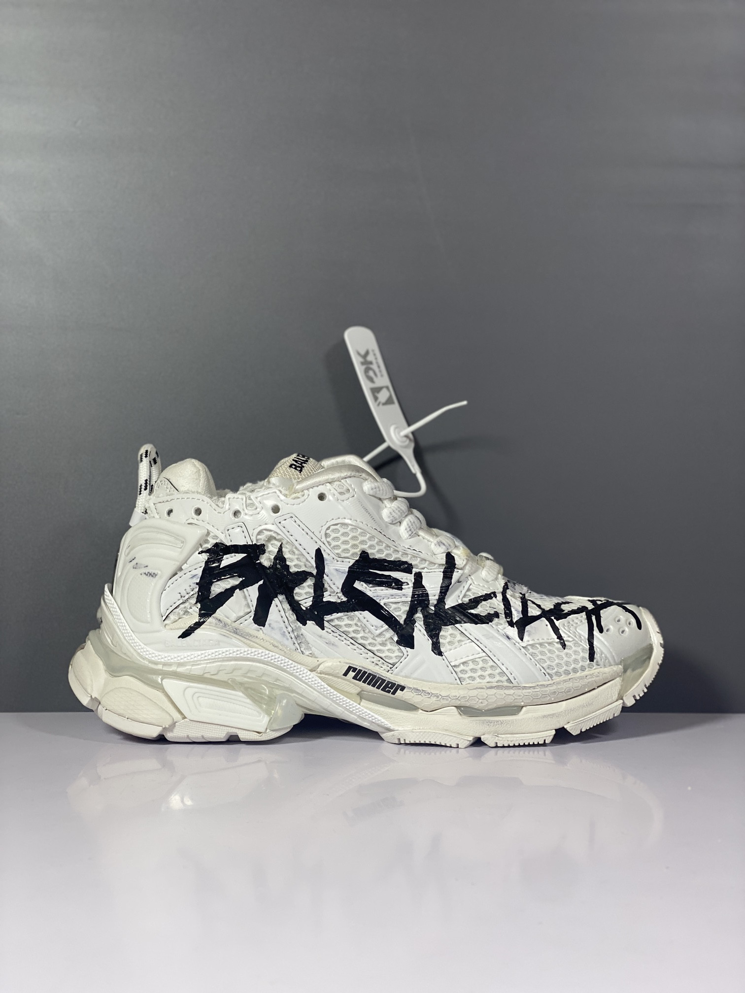 Balenciga Runner Graffiti Sneaker in White
