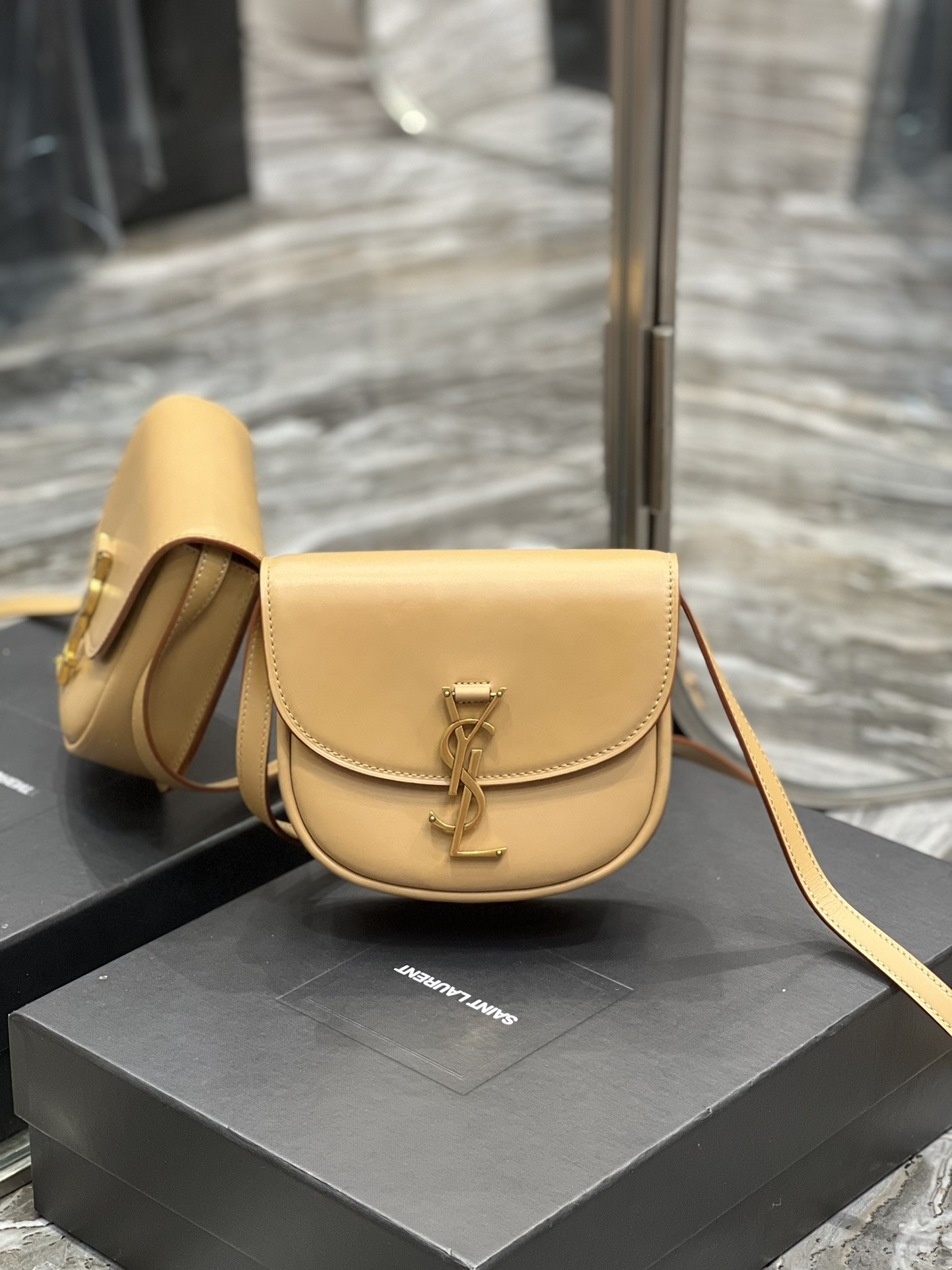 Y*L kaia small satchel in smooth leather 7.2 x 6.1 x 2.1 inches