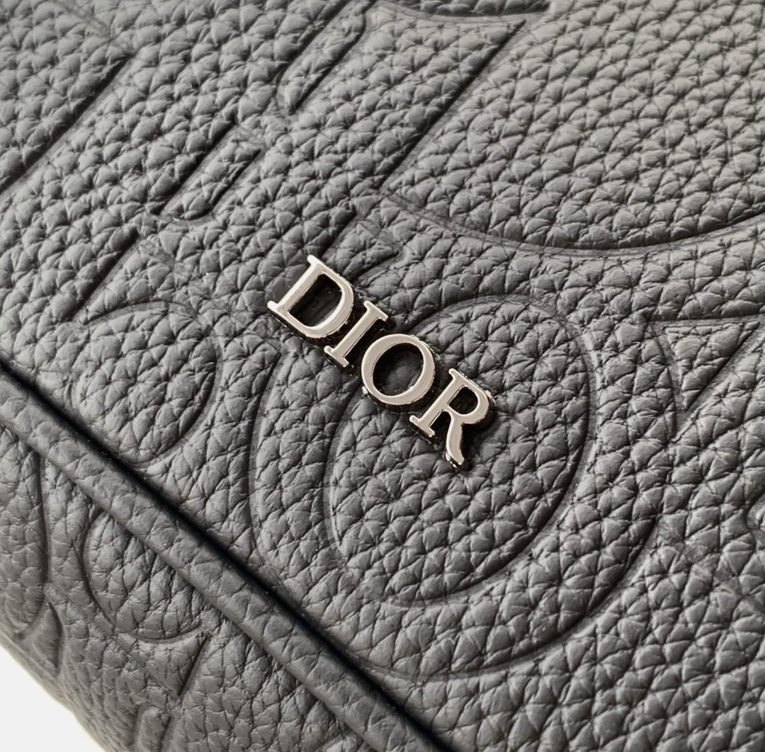 D*or hit the road messenger bag with flap black D*or gravity leather and black grained calfskin  24 x 18 x 8 cm