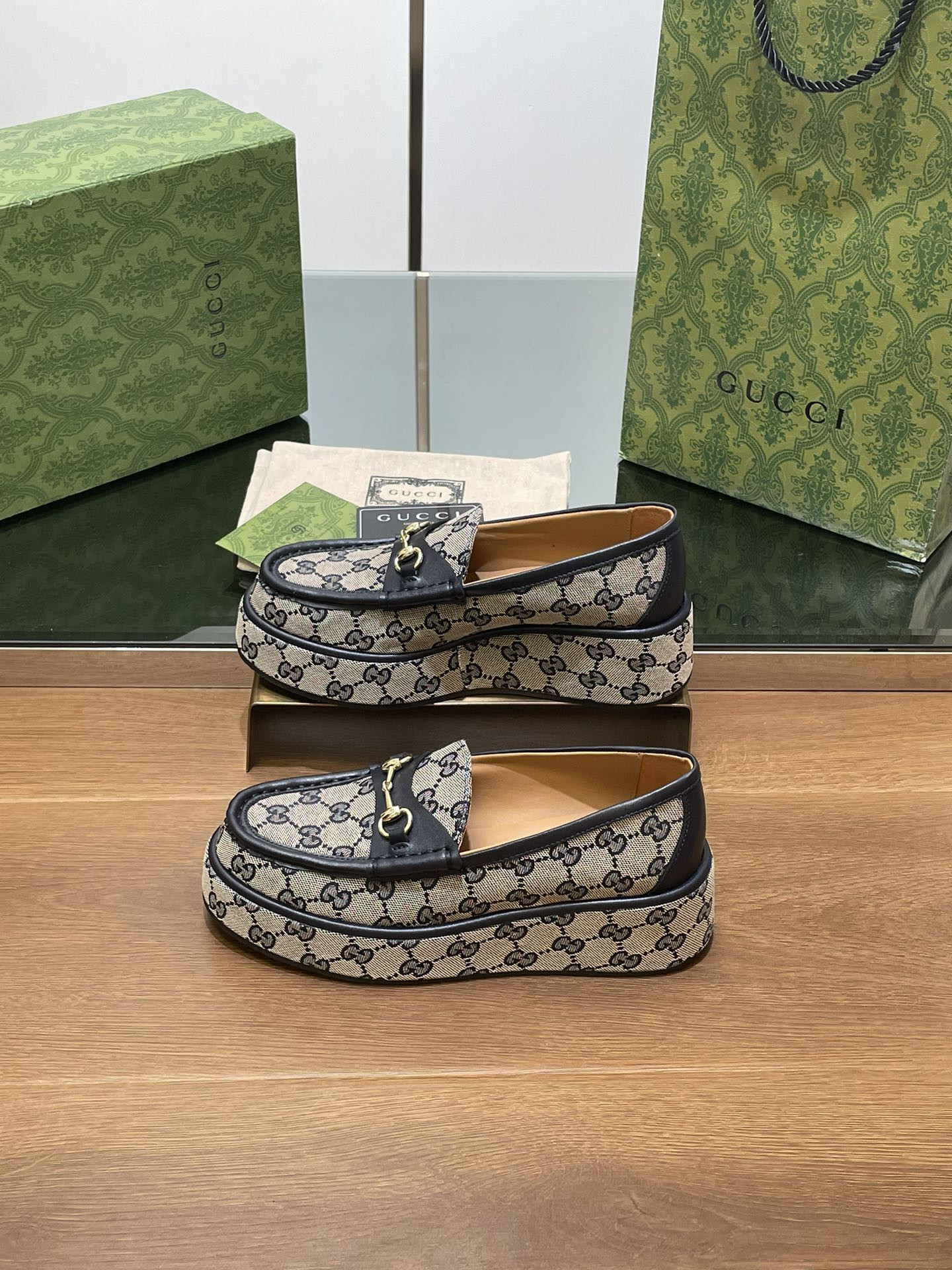 ua G*u*i horsebit wedge loafer