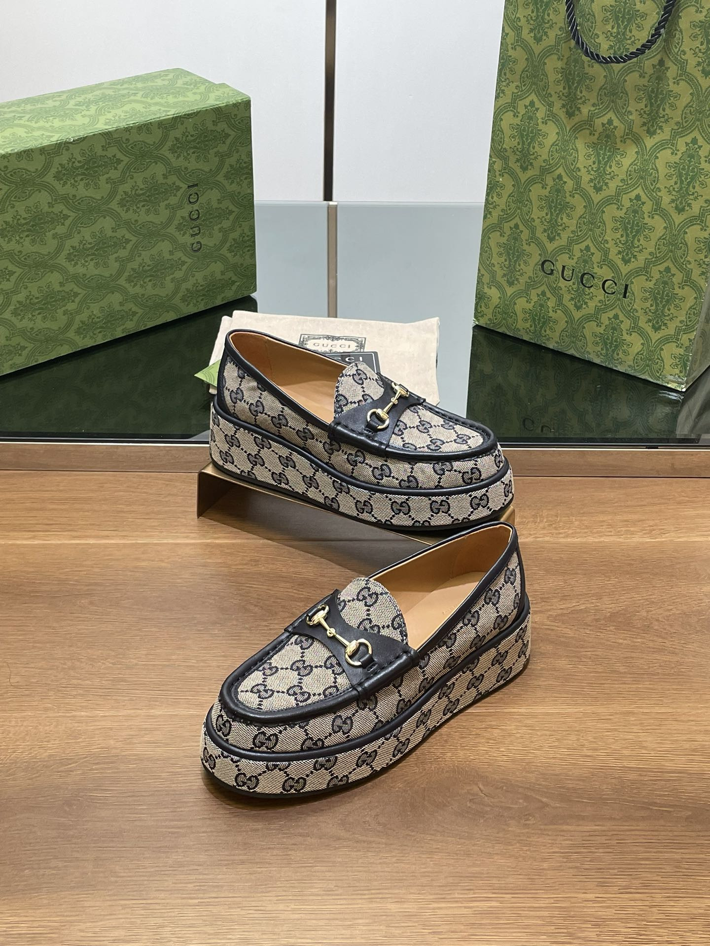 ua G*u*i horsebit wedge loafer