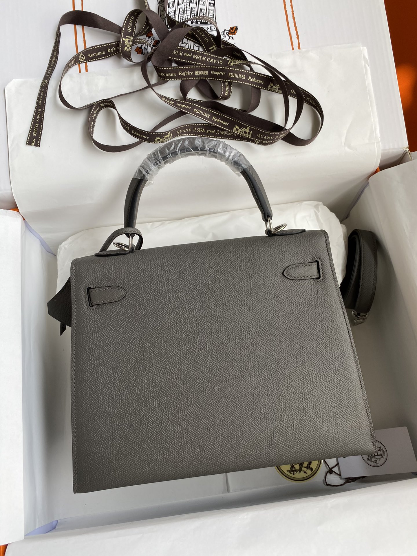 H**mes Kelly Silver-tone Hardware 25 28