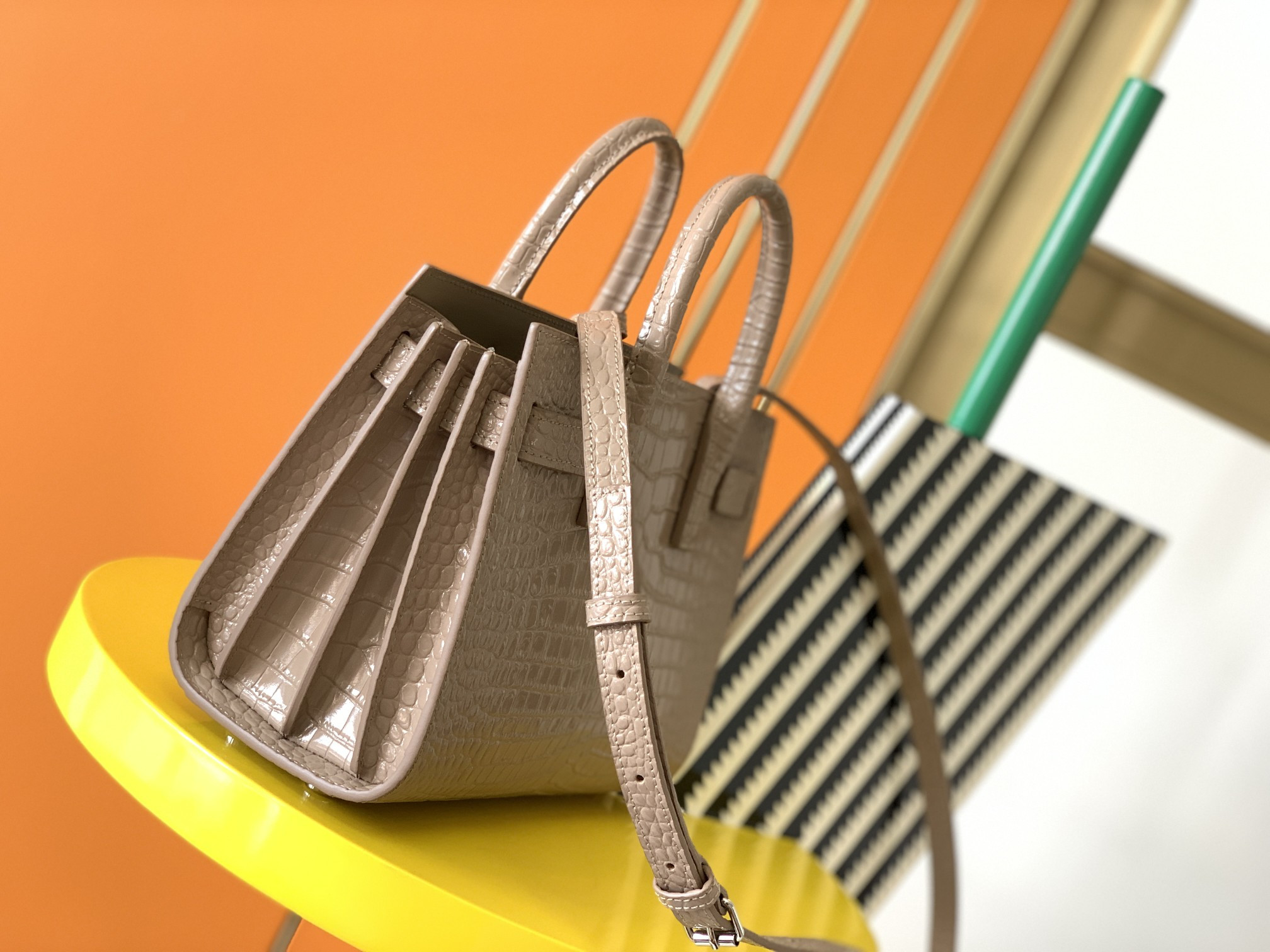 Y*L sac de jour in crocodile embossed leather - nano 22x18x10.5cm