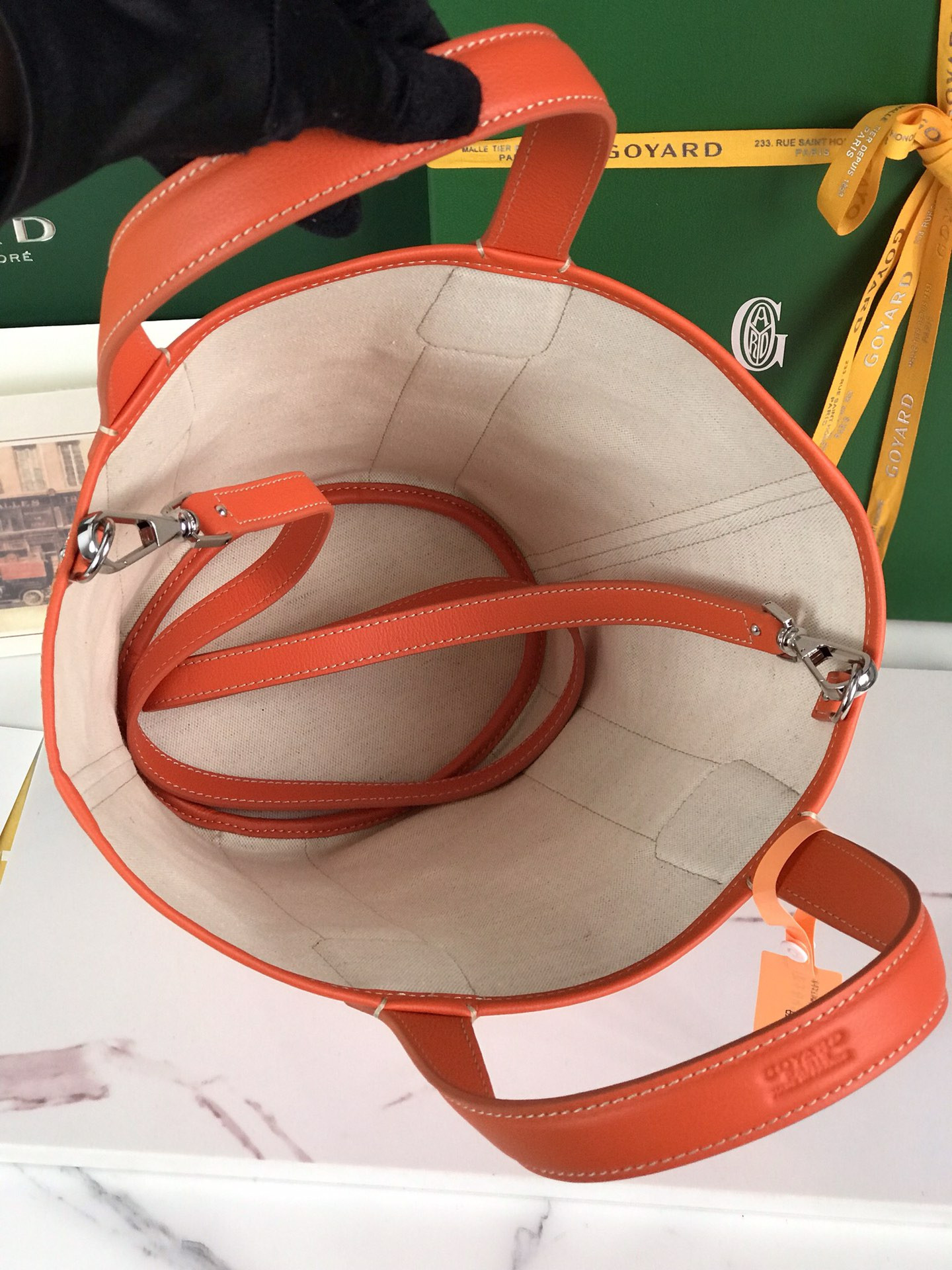 Go*ard Go*ardine belharra pm coral tote palladium hardware 18x14x23cm