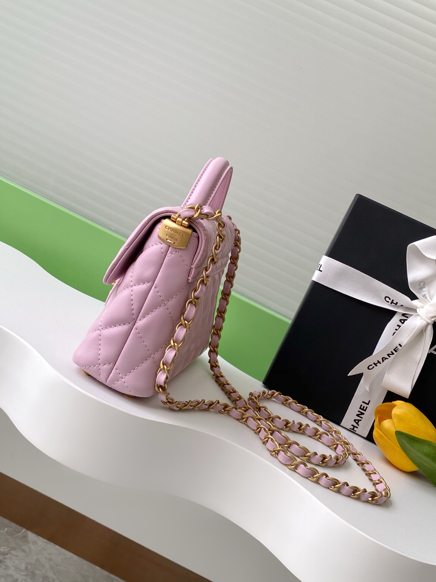 Ch*el small top handle flap bag as5355 11.5 x 22 x 6cm