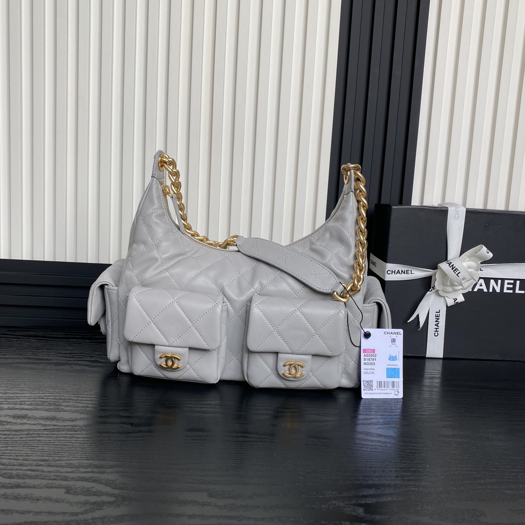 Ch*el 25c maxi hobo bag 27×35×18cm
