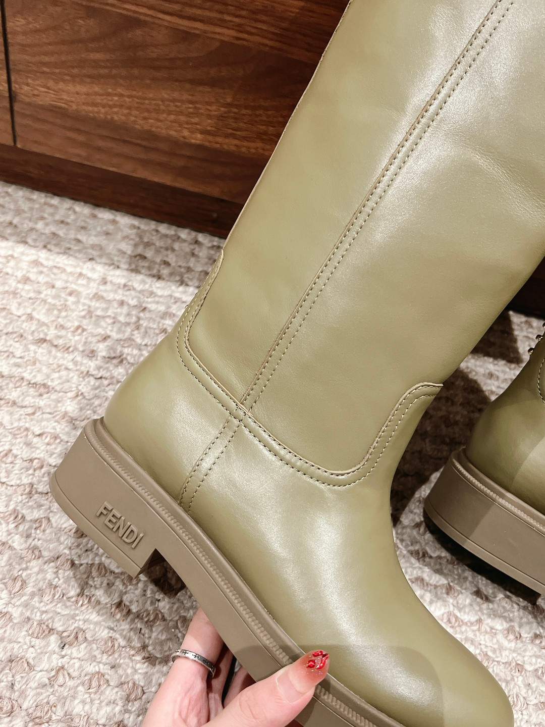 ua F**di filo green leather boots
