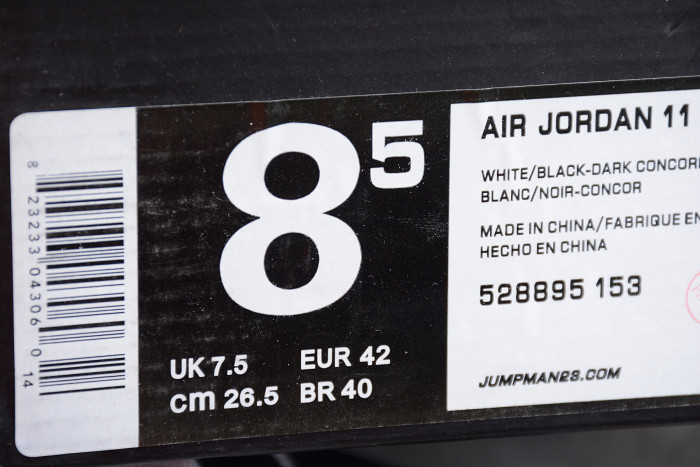 Air Jordan 11 Retro Low "Concord" Black/ White mens 528895-153