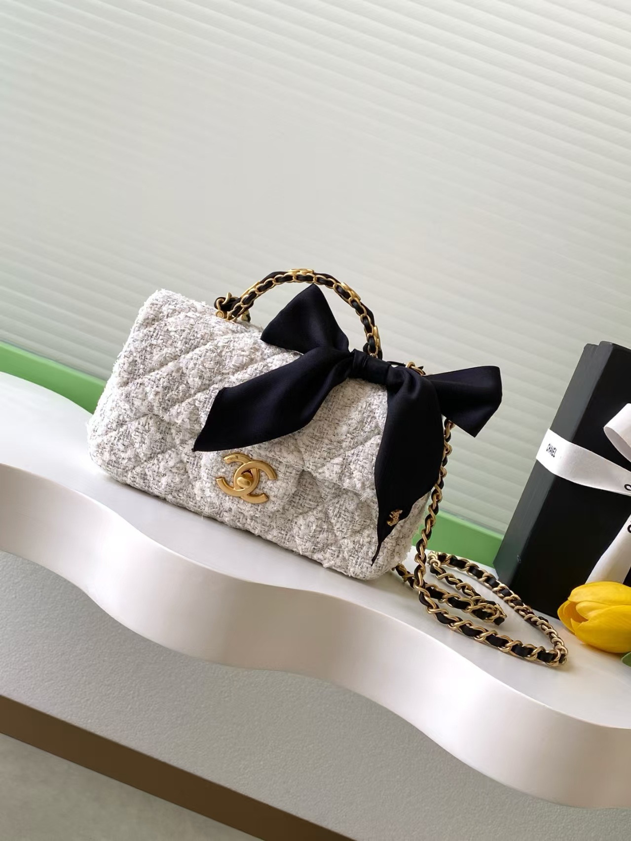 Ch**el Mini Flap Bag with Top Handle 13x20x6cm