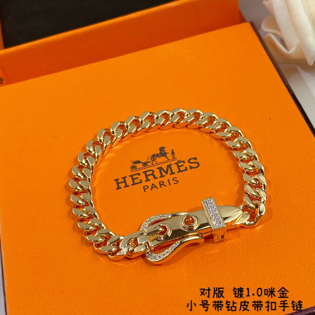 H**me5 Small D1am0nd-Encrusted Belt Bracelet