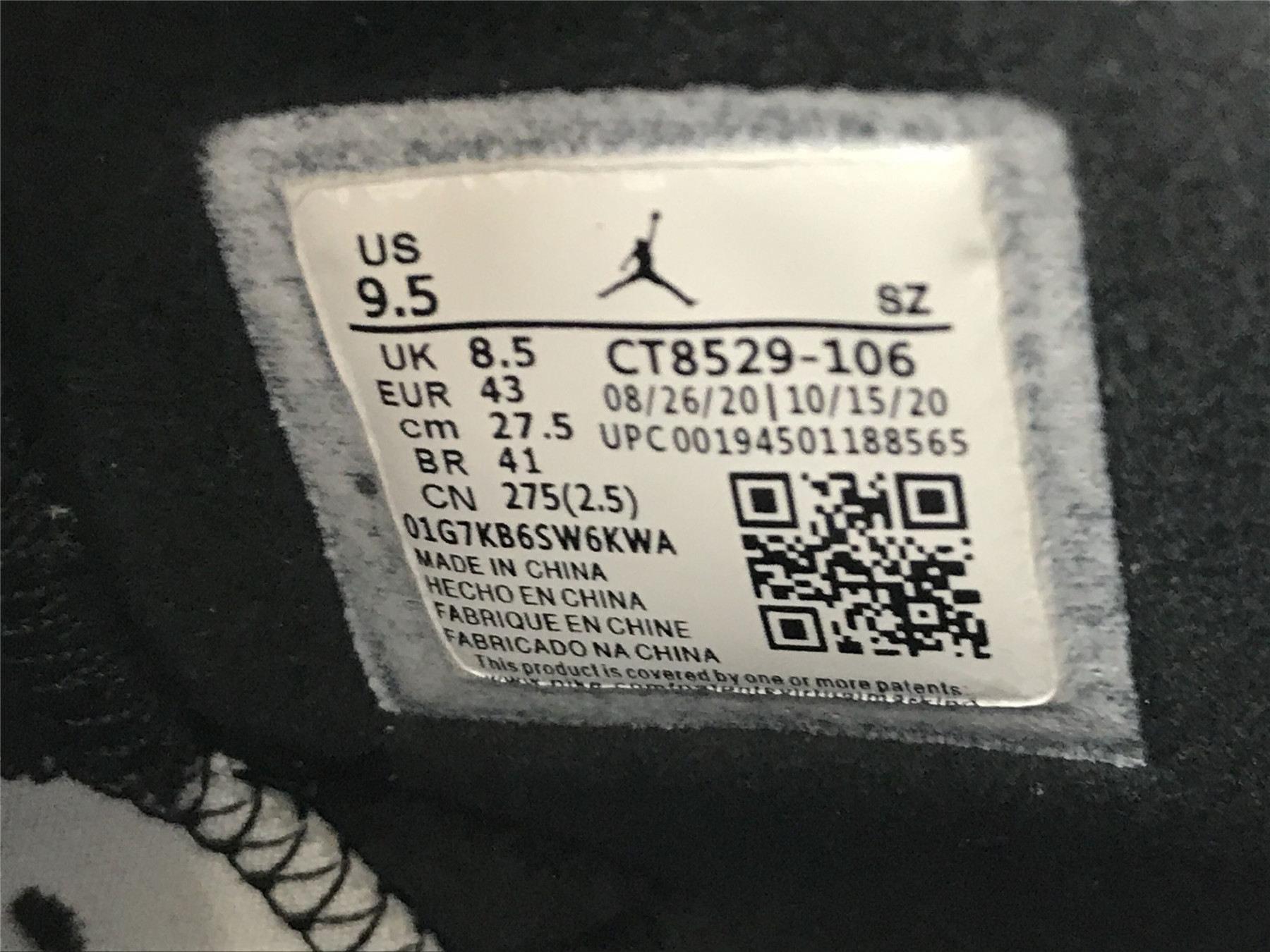 UA AIR JORDAN 6 RETRO OG 