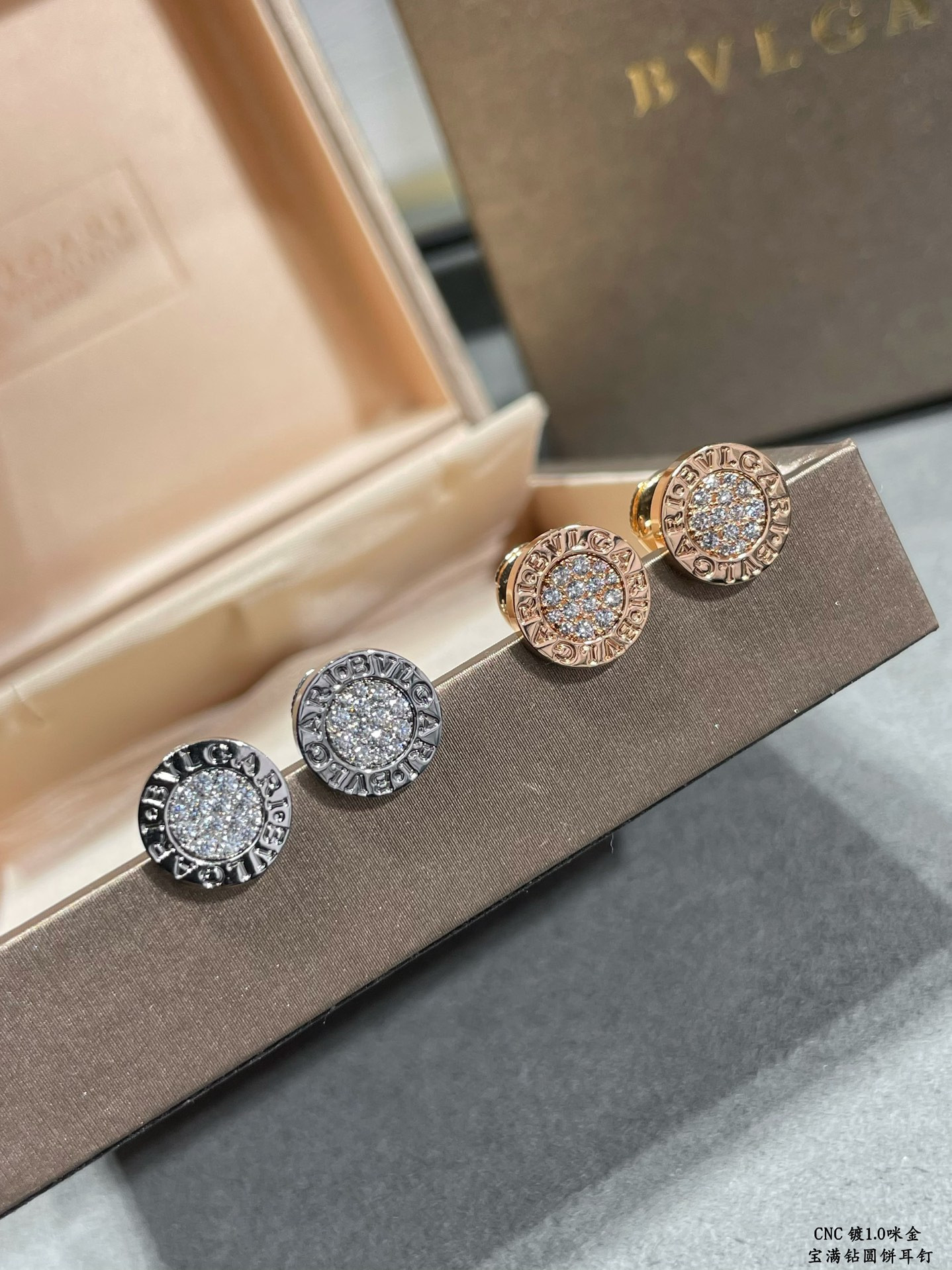Bv1g*ai D1am0nd round cake Earrings