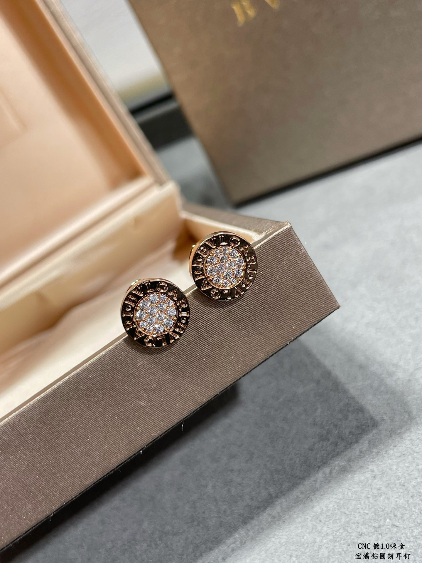 Bv1g*ai D1am0nd round cake Earrings