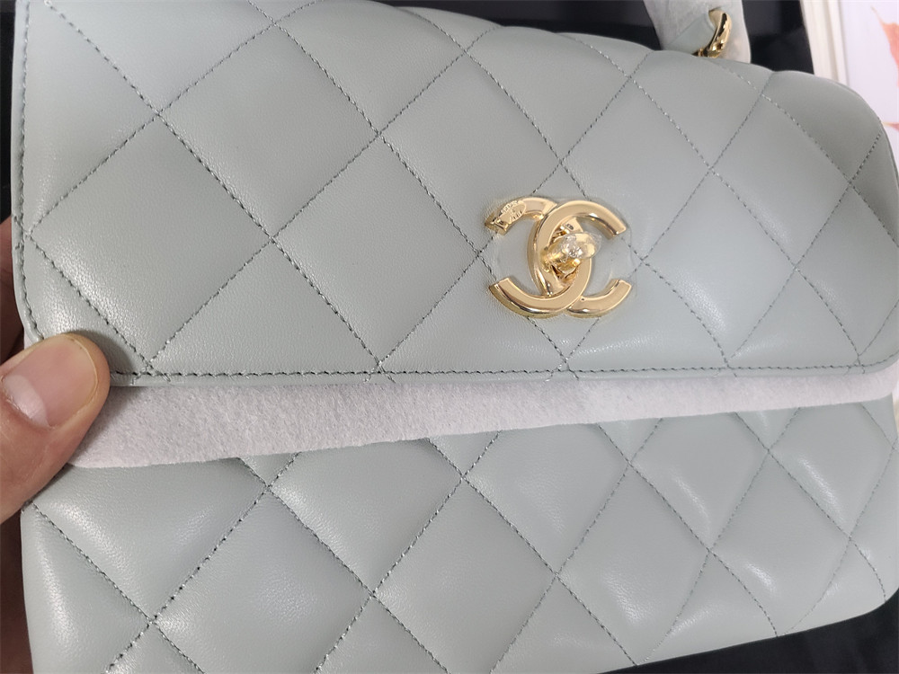 Ch**el FLAP BAG WITH TOP HANDLE 6.6 × 9.8 × 4.7 in