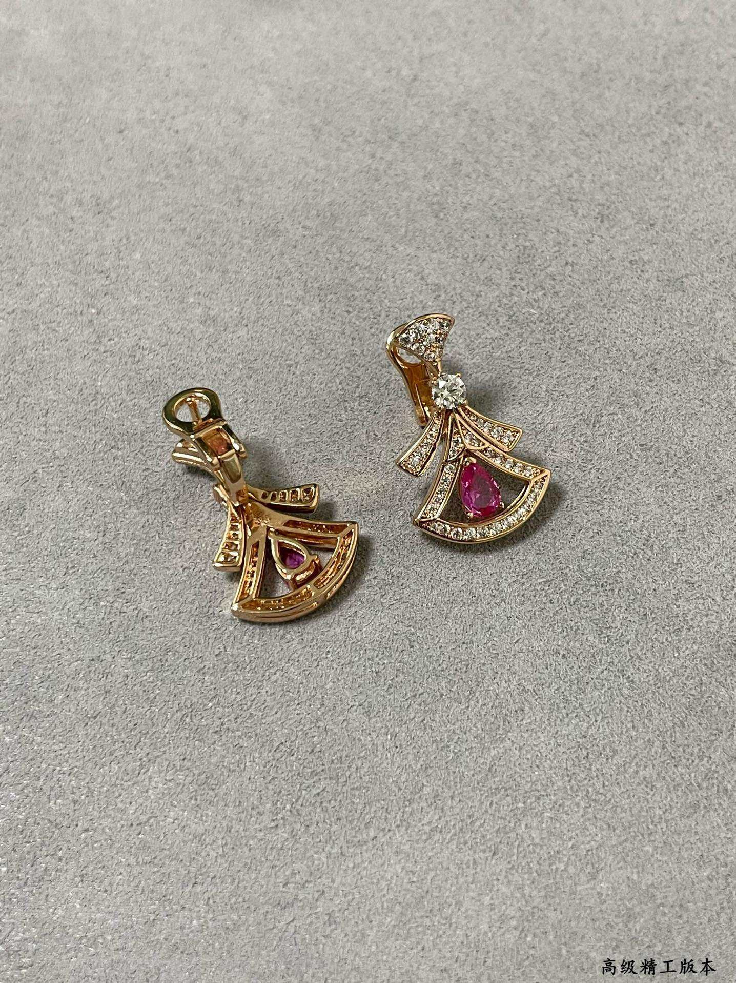 Bv1g*ai Red D1am0nd fan-shaped skirt Earrings
