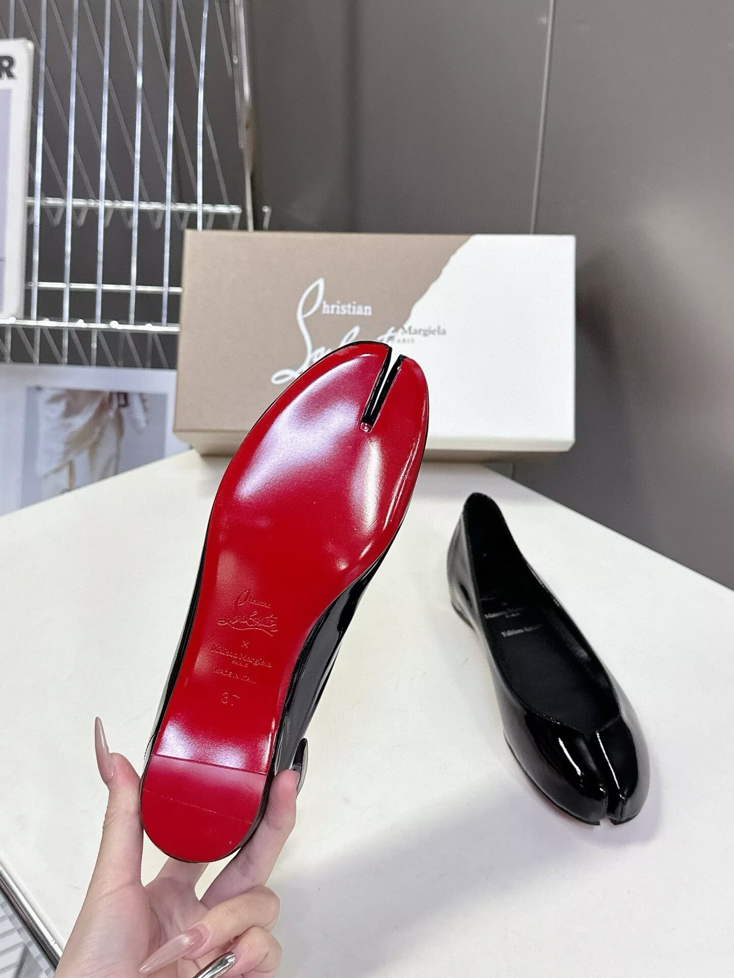UA Chr1st1an Louboutin Marlougiela Ballerinas Patent calf leather