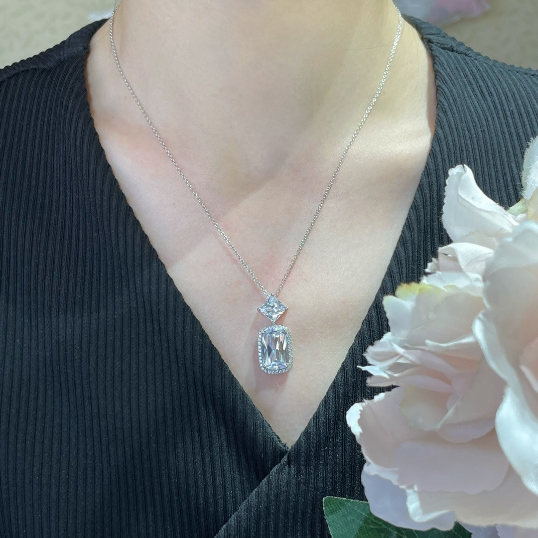 Graff Square D1am0nd Necklace Ag925