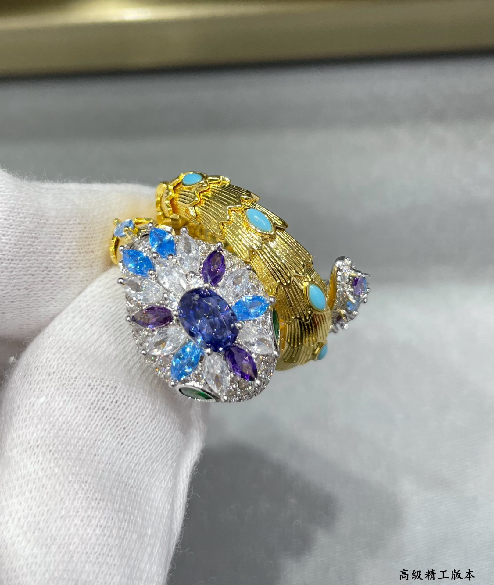 Bv1g*ai D1am0nd Princess Snake Ring