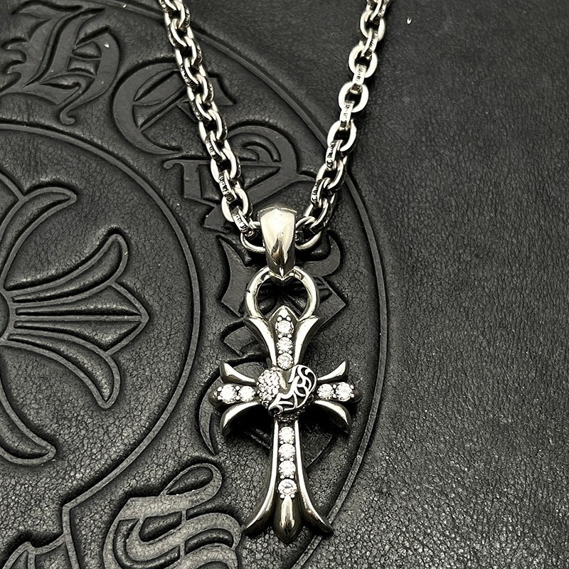 Ch*0me He**ts Cross Necklace
