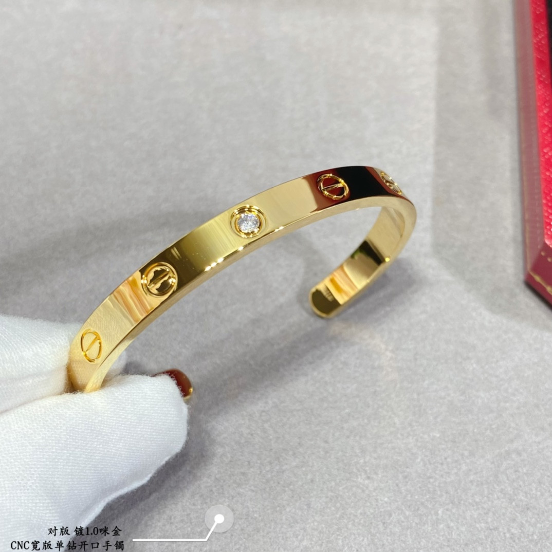 Ca*t1er wide single D1am0nd open LOVE Bracelet