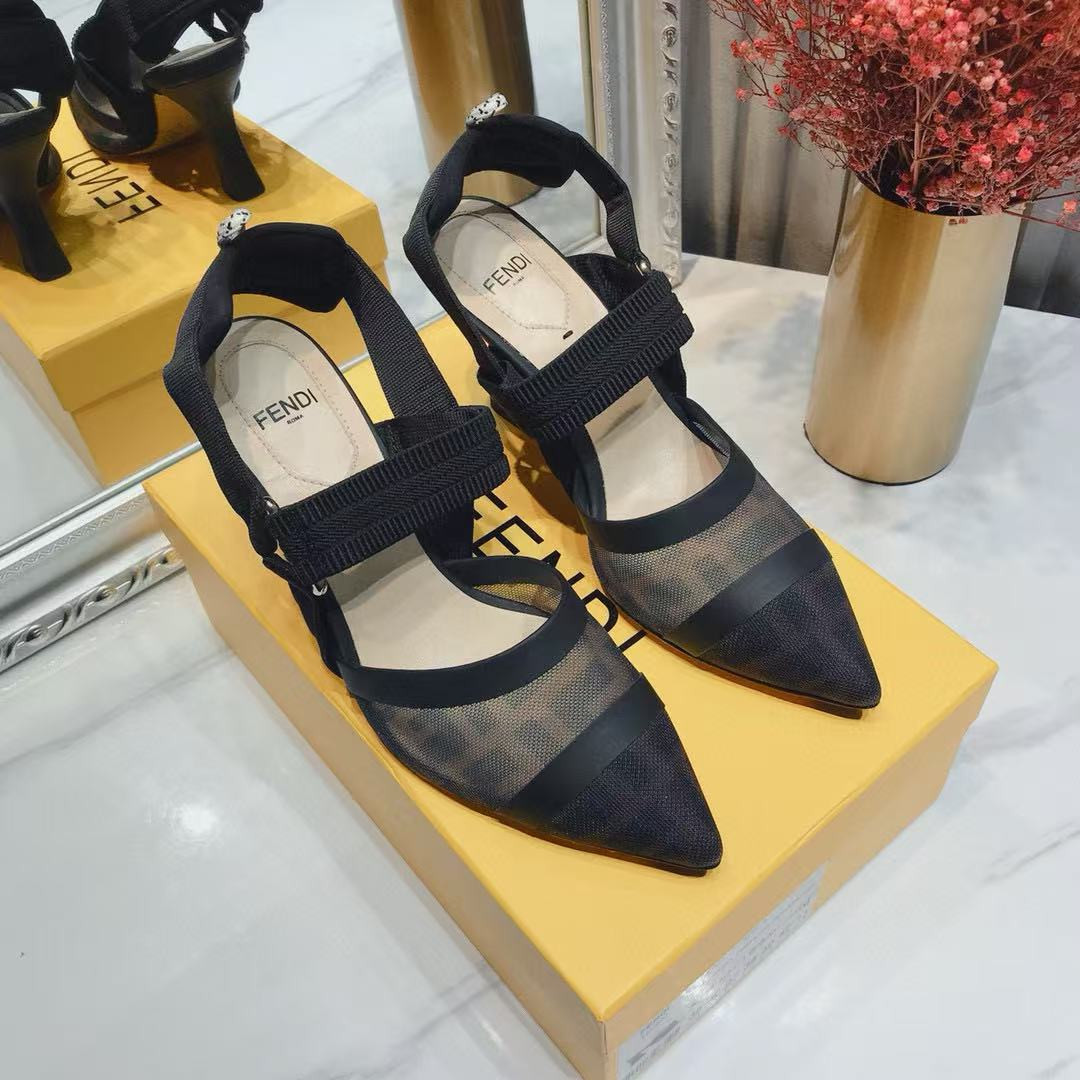 UA F**di Colibri Mesh Slingback Black Pumps